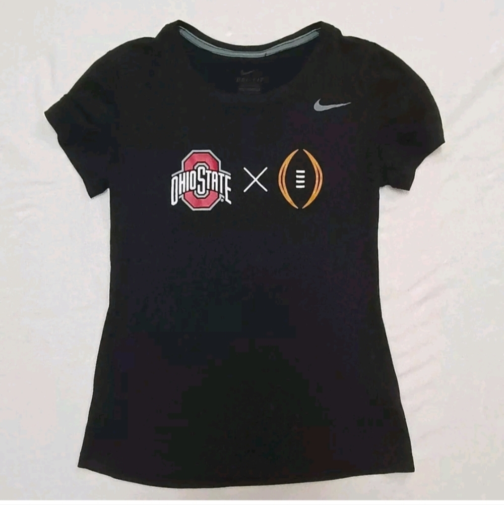 Nike Dri Fit Ohio State Football T Shirt Black Short Sleeve Size Small